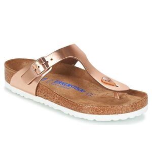 Birkenstock Gizeh Soft Footbed Leather Sandals 39 Narrow Fit Metallic Copper NEW